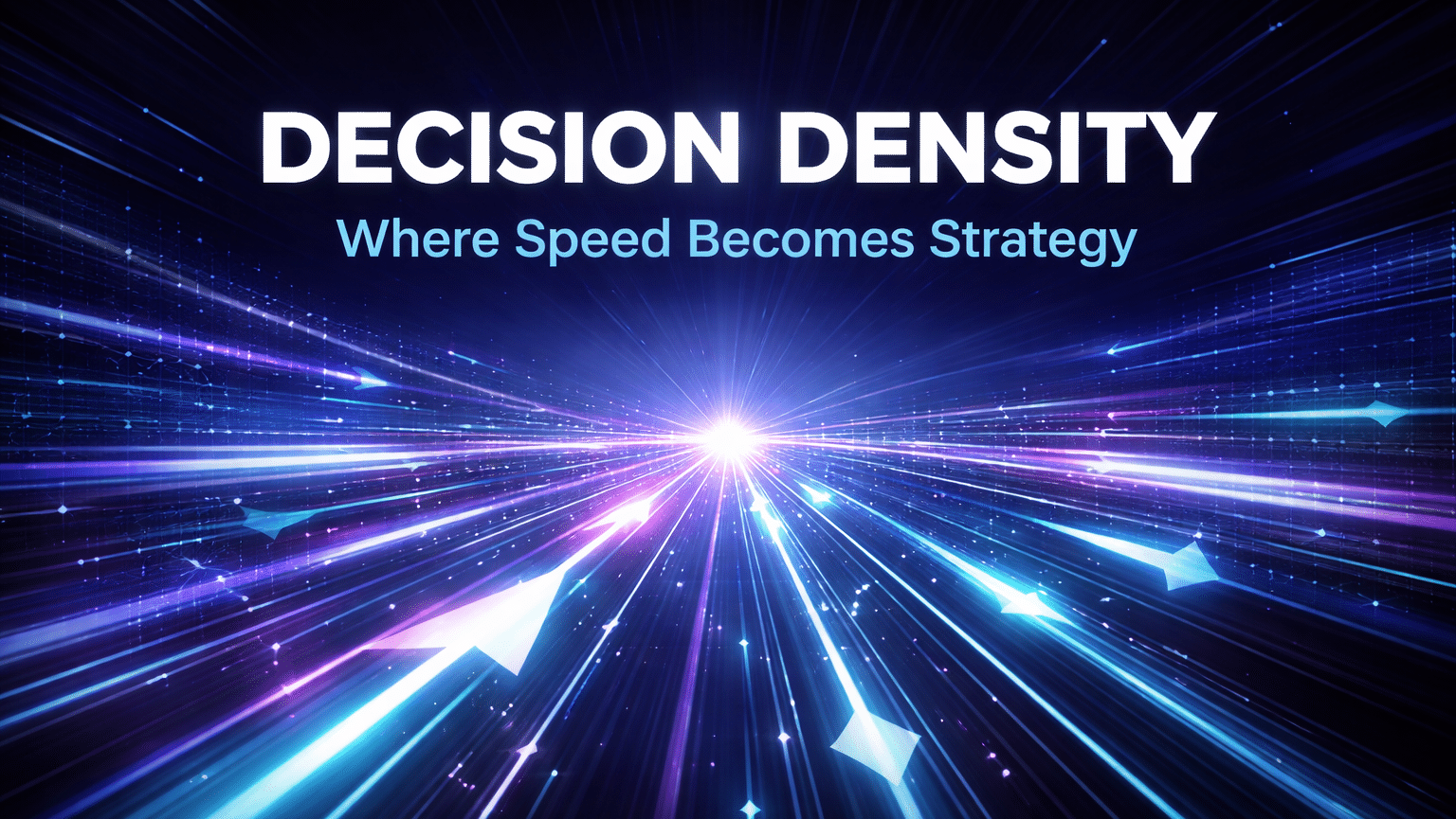 Hero image for the “Decision Density” article by Jason M. Riggs, illustrating how artificial intelligence increases the speed and volume of product decision-making.